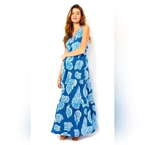 New Lilly Pulitzer Sydnee Maxi Dress Size Large Print Shell Of A Good Time